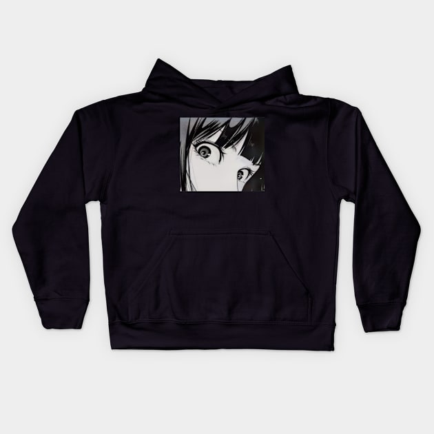 Anime Girl Eye's Kids Hoodie by Funnyology